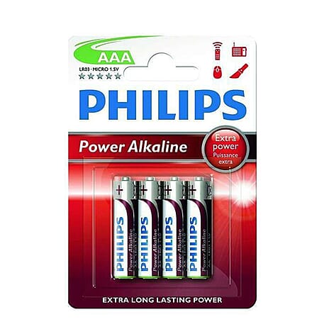 Philips Pack of 4 Power Alkaline AAA Batteries