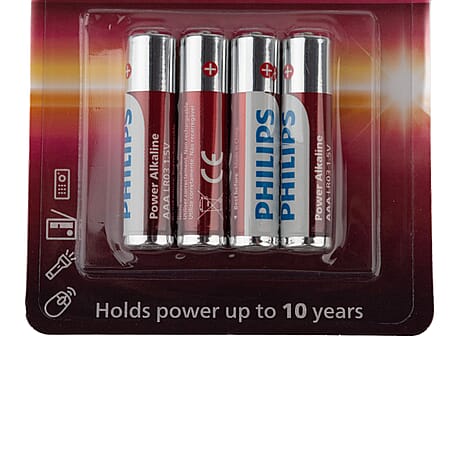 Philips - Pack of 4 Power Alkaline AAA Batteries