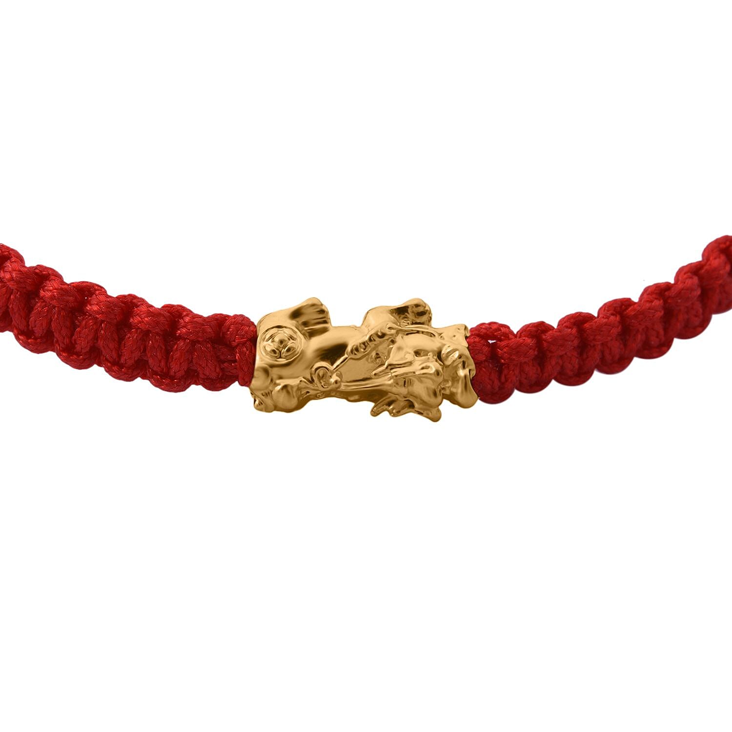 24K Yellow Gold Standard Red Thread Bracelet (Size - 7 Adjustable)
