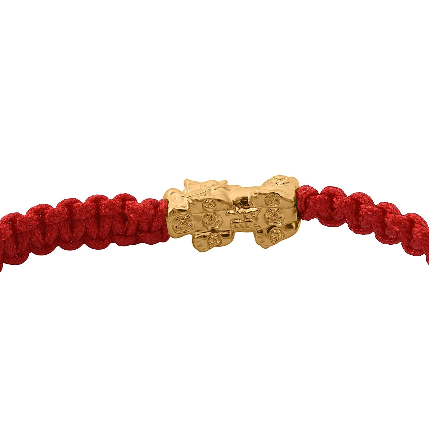 24K Yellow Gold Standard Red Thread Bracelet (Size - 7 Adjustable)