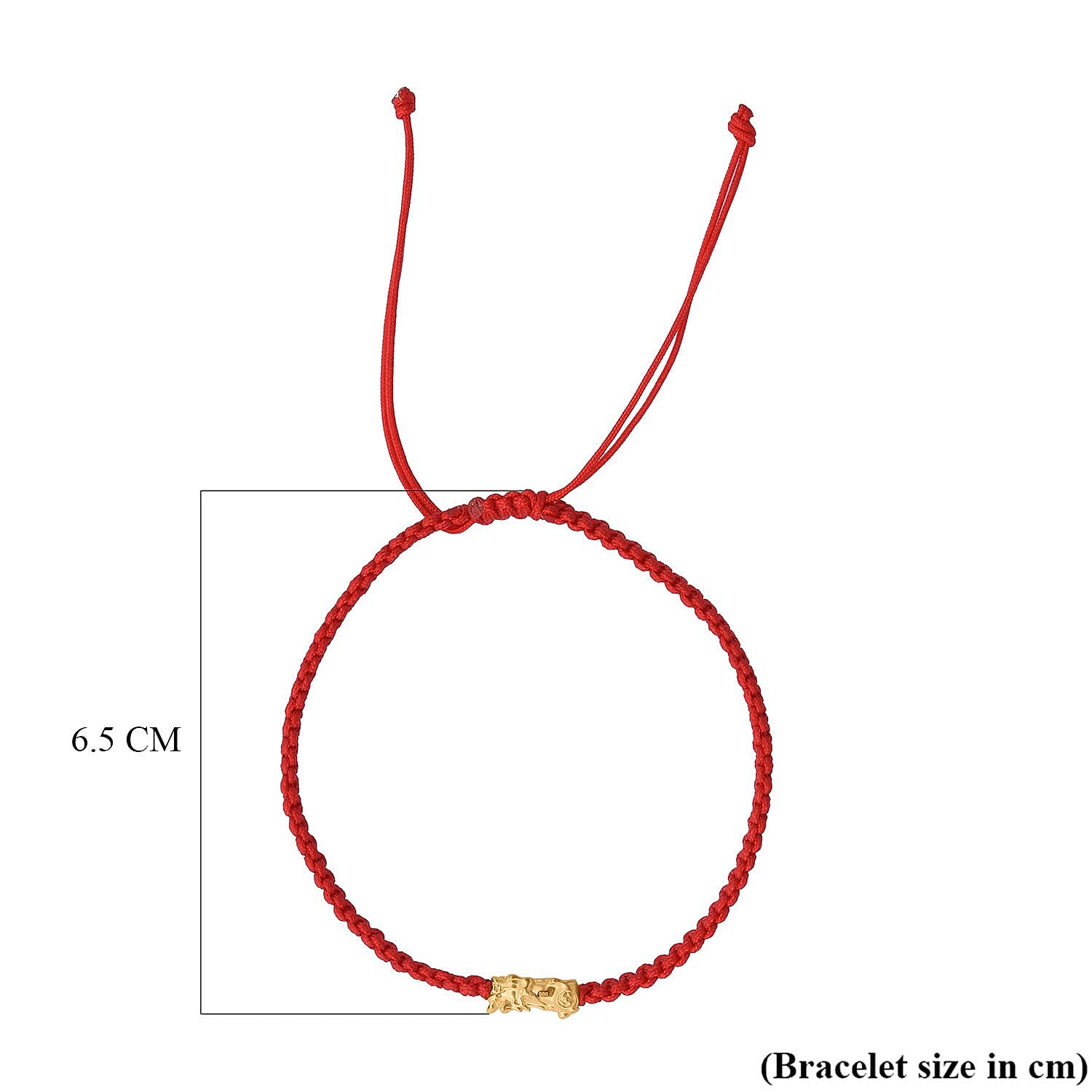 24K Yellow Gold Standard Red Thread Bracelet (Size - 7 Adjustable)