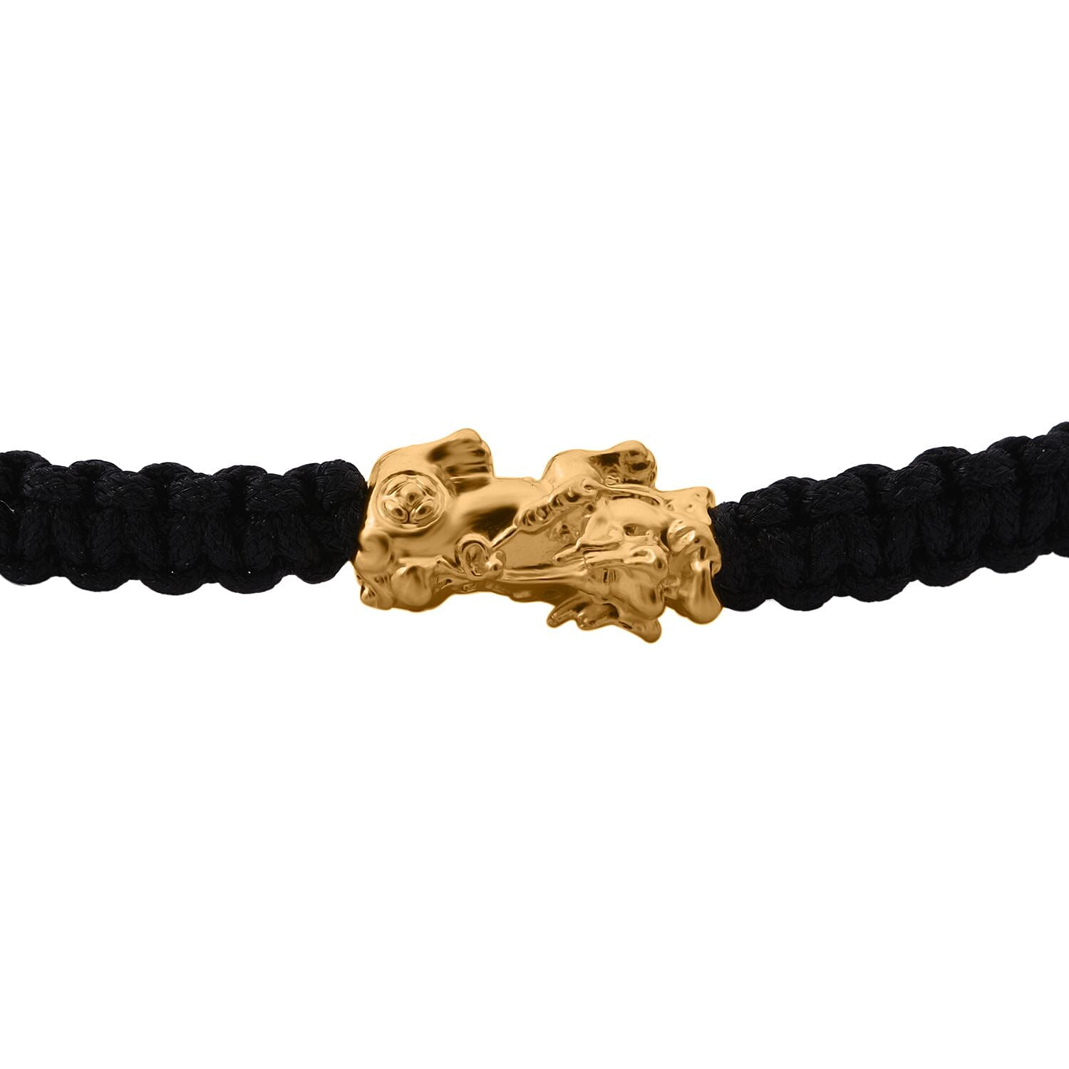 24K Yellow Gold Standard Black Thread Bracelet (Size - 7 Adjustable)