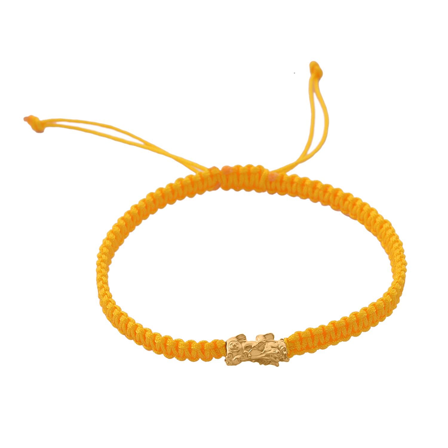 24K Yellow Gold Standard Yellow Thread Bracelet (Size - 7 Adjustable)