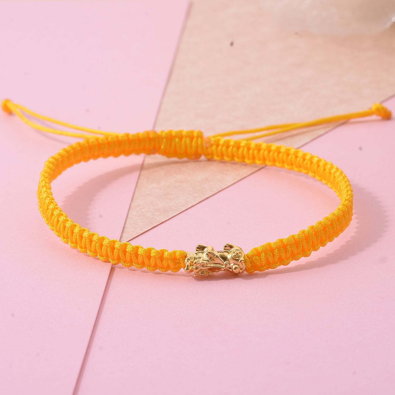 24K Yellow Gold Standard Yellow Thread Bracelet (Size - 7 Adjustable)