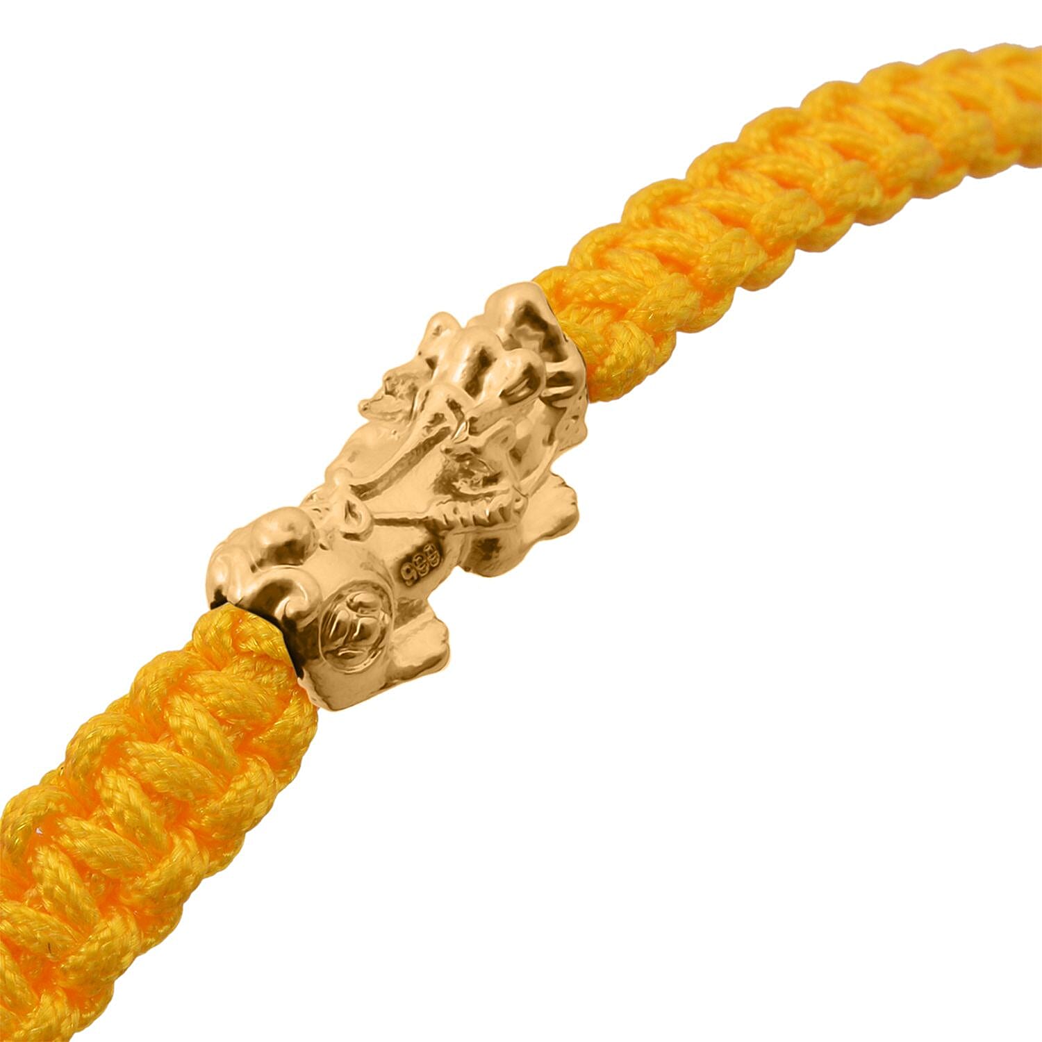 24K Yellow Gold Standard Yellow Thread Bracelet (Size - 7 Adjustable)