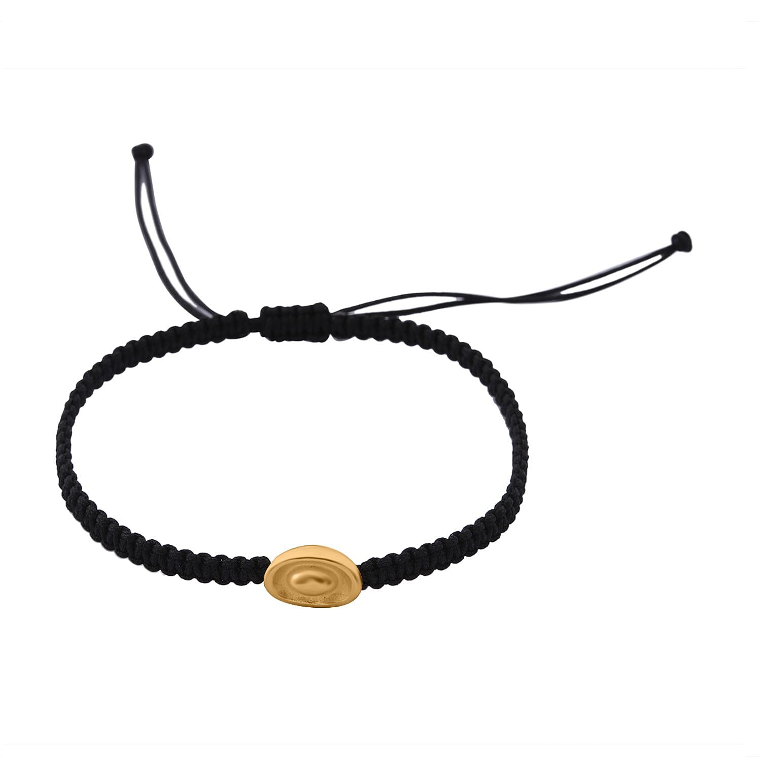 24K Yellow Gold Standard Black Thread Bracelet (Size - 7 Adjustable)
