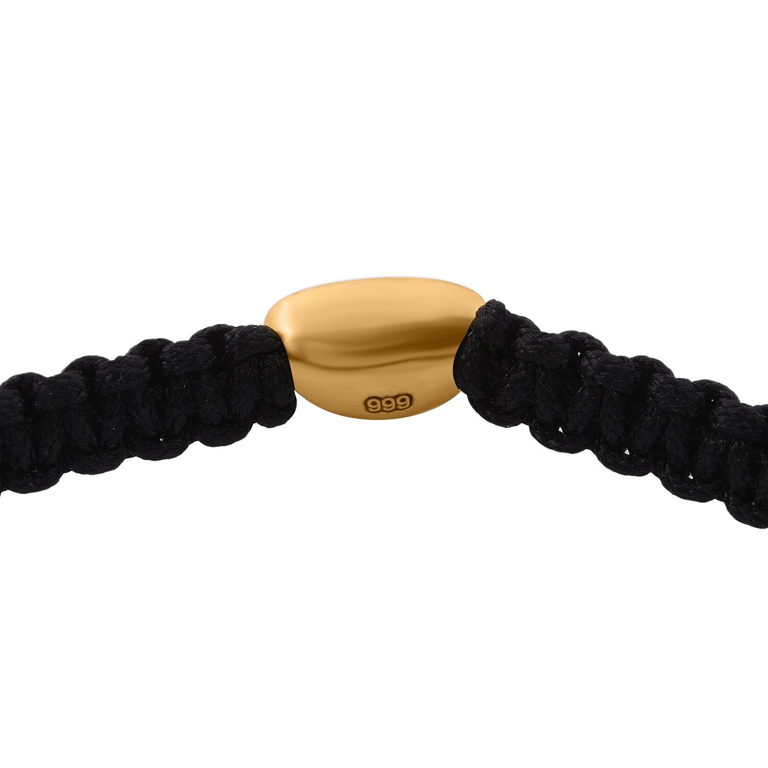 24K Yellow Gold Standard Black Thread Bracelet (Size - 7 Adjustable)