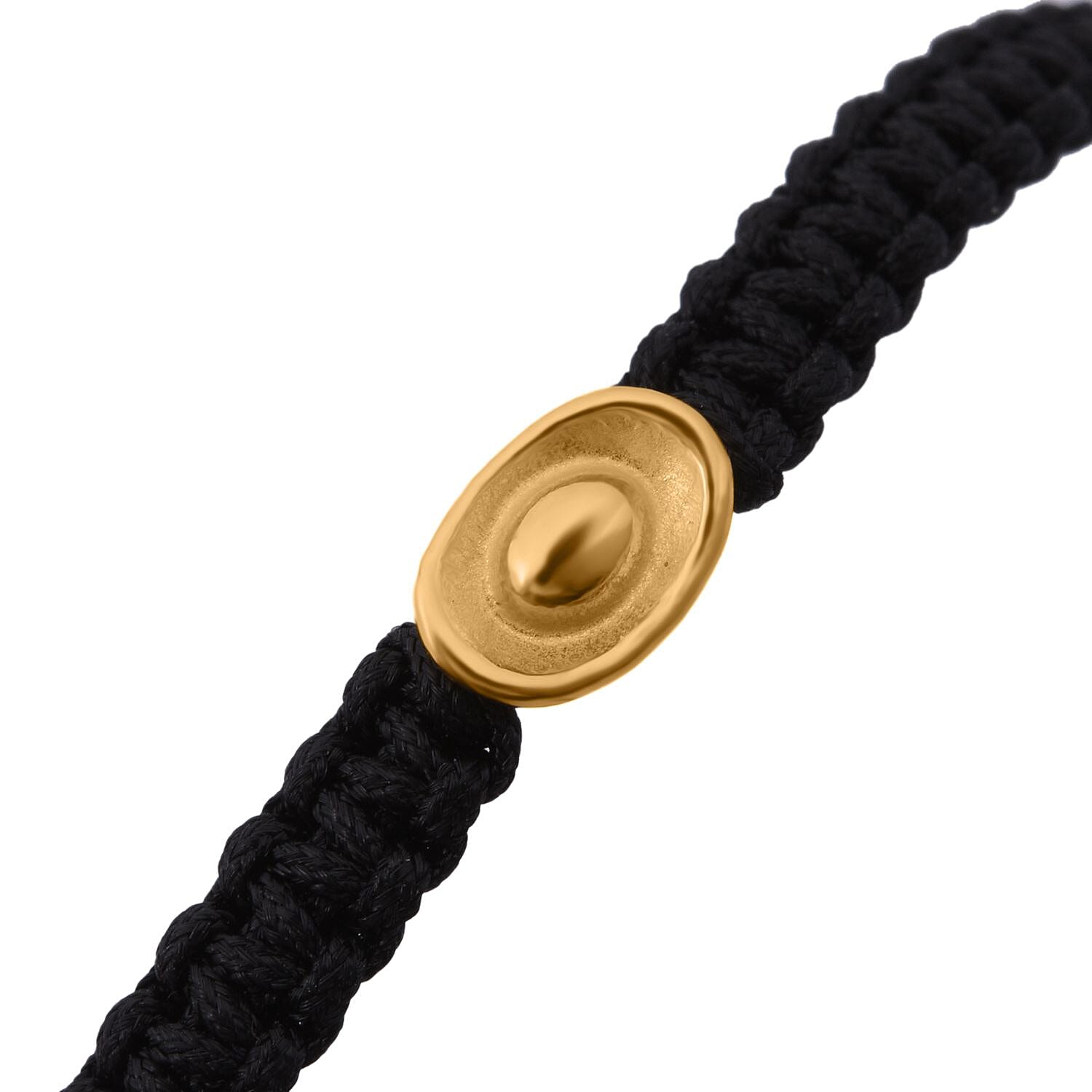 24K Yellow Gold Standard Black Thread Bracelet (Size - 7 Adjustable)