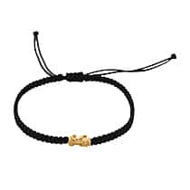 24K Yellow Gold (99.99% Purity) Pixiu Adjustable Bracelet with Black Cord