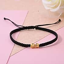 24K Yellow Gold (99.99% Purity) Pixiu Adjustable Bracelet with Black Cord