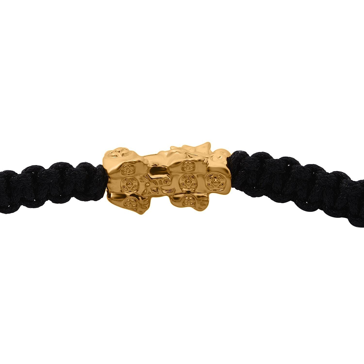24K (99.99% Purity) Yellow Gold Pixiu  Adjustable Bracelet Colour - Black