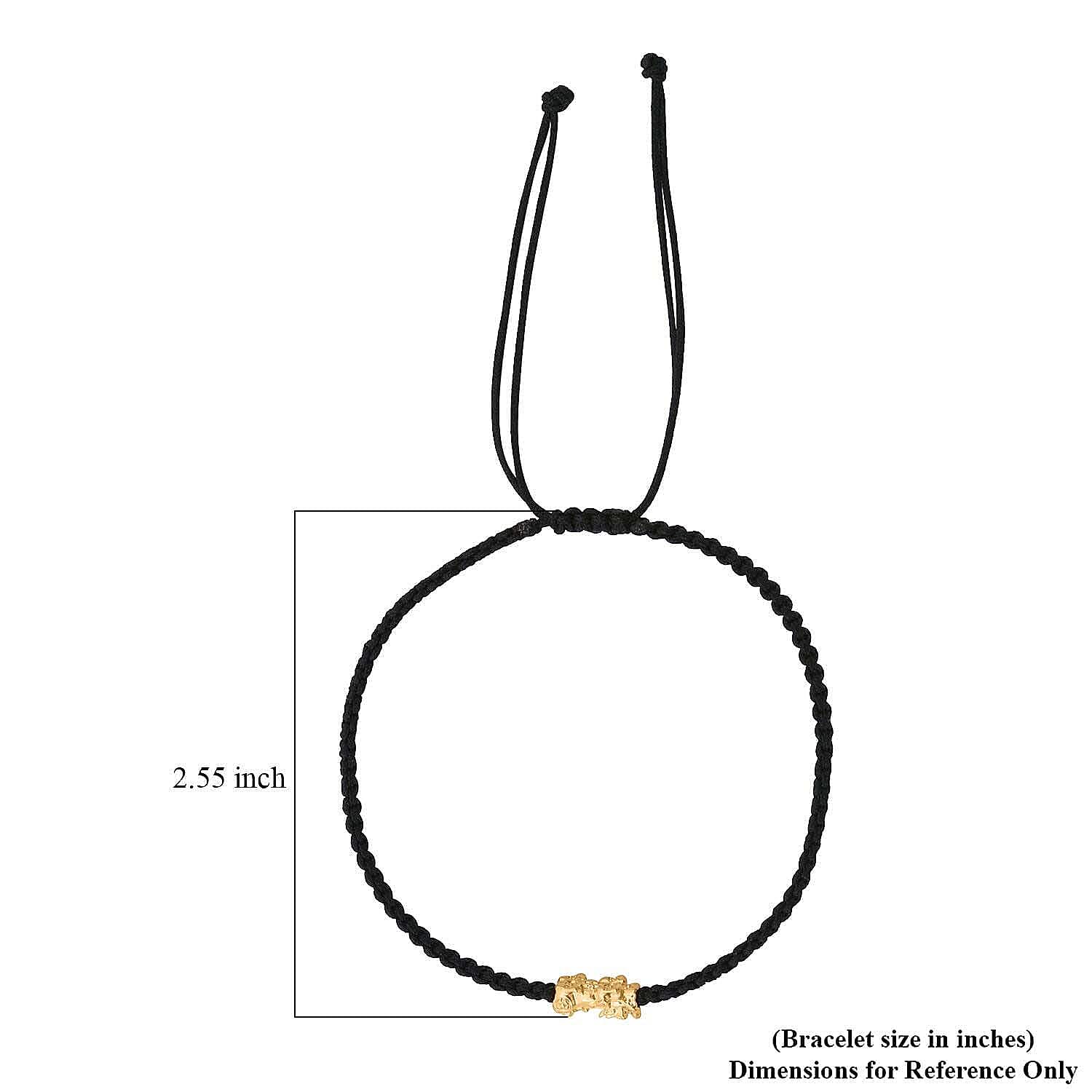 24K (99.99% Purity) Yellow Gold Pixiu  Adjustable Bracelet Colour - Black