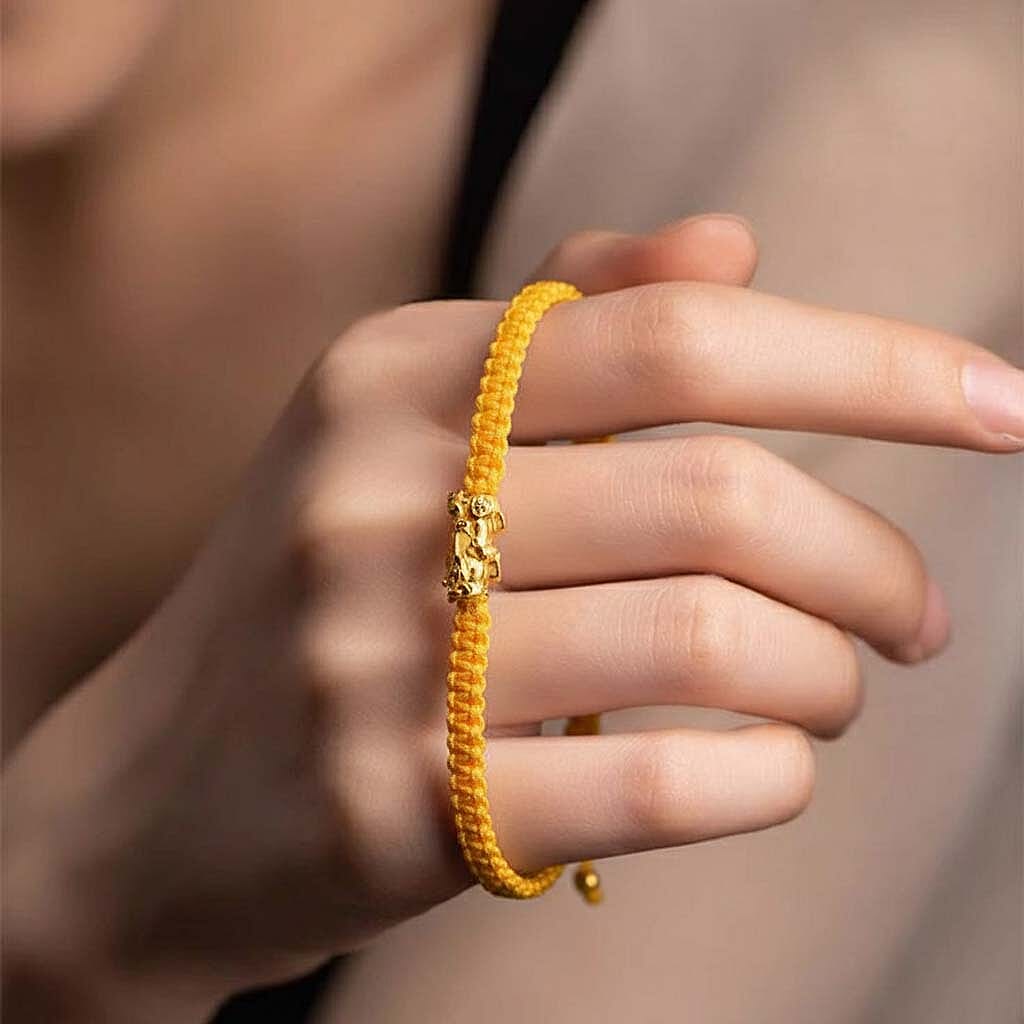 24K (99.99% Purity) Yellow Gold Pixiu  Adjustable Bracelet Colour - Yellow