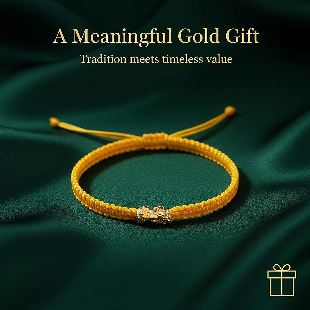 24K (99.99% Purity) Yellow Gold Pixiu  Adjustable Bracelet Colour - Yellow