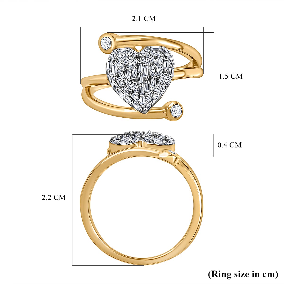 GP - Amore Collection - White Diamond & Blue Sapphire Heart Ring in 18K Vermeil Yellow Gold Plated Sterling Silver GP - Amore Collection - White Diamond & Blue Sapphire Heart Ring in 18K Vermeil Yellow Gold Plated Sterling Silver