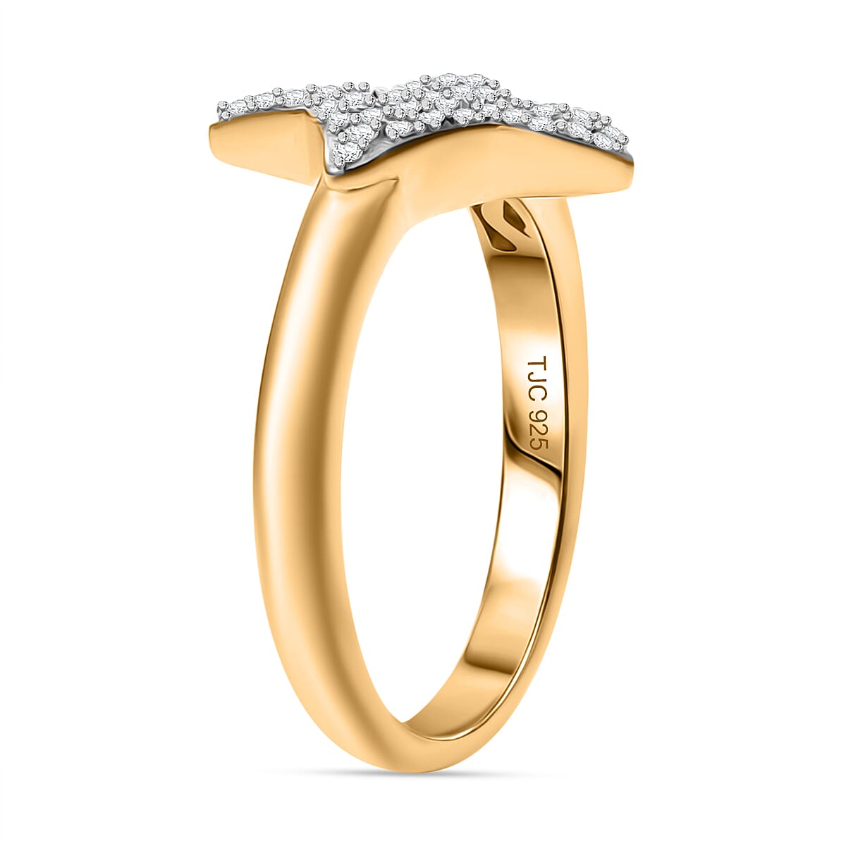 GP Celestial Collection - White Diamond & Blue Sapphire Ring in 18K Vermeil Yellow Gold Plated Sterling Silver