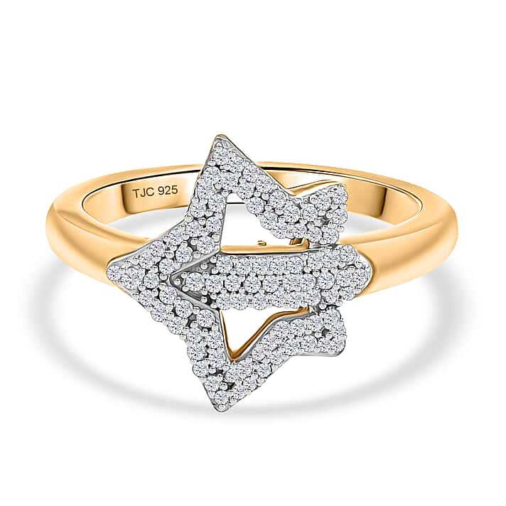 GP Celestial Collection - White Diamond Star Ring in 18K Vermeil Yellow Gold Plated Sterling Silver