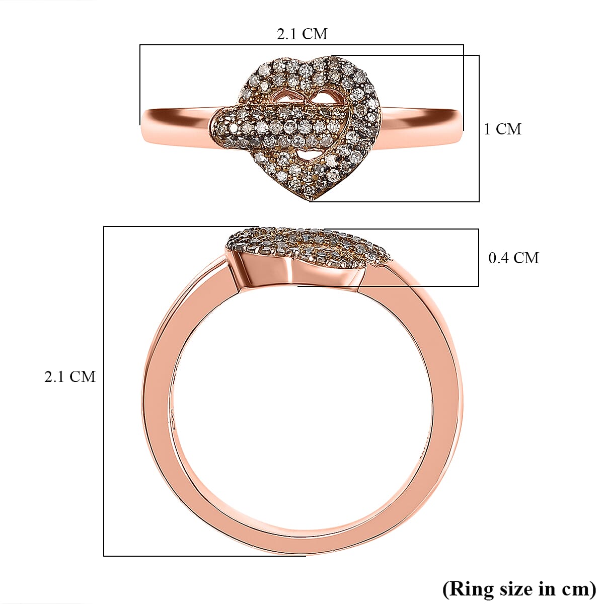 GP Amore Collection - Natural Champagne Diamond & Blue Sapphire Ring in 18K Vermeil Rose Gold Plated Sterling Silver 0.25 Ct. GP Amore Collection - Natural Champagne Diamond & Blue Sapphire Ring in 18K Vermeil Rose Gold Plated Sterling Silver 0.25 Ct.