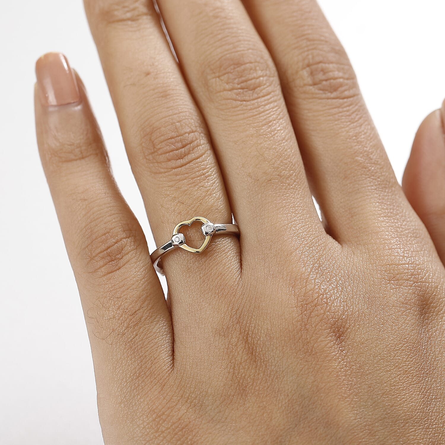 GP - Amore Collection White Diamond & Blue Sapphire Ring in 18K Vermeil Yellow Gold Plated & Rhodium Overlay Sterling Silver