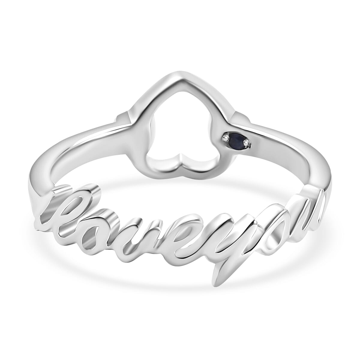 GP - Amore Collection White Diamond & Blue Sapphire Ring in 18K Vermeil Yellow Gold Plated & Rhodium Overlay Sterling Silver