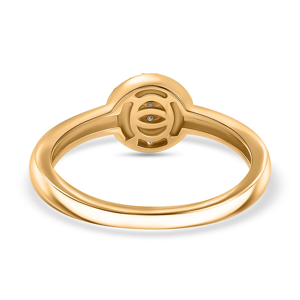 Natural White Diamond Ring in 18K Vermeil Yellow Gold Plated Sterling Silver