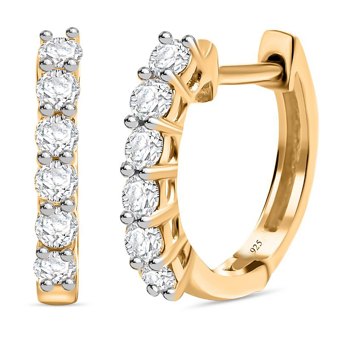 Luxuriant Lab Grown Diamond (SI-GH) Hoop Earring in 18K Vermeil Yellow Gold Plated Sterling Silver 0.50 Ct.