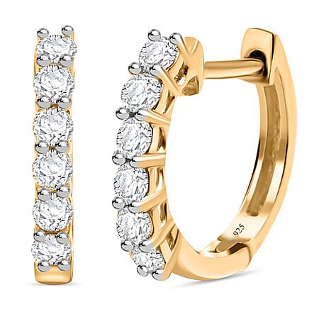 D'Joy 0.5 Ct. Lab Grown Diamond Hoop Earrings in 18K Vermeil Yellow Gold Over Sterling Silver (I1-G/H) D'Joy 0.5 Ct. Lab Grown Diamond Hoop Earrings in 18K Vermeil Yellow Gold Over Sterling Silver (I1-G/H)