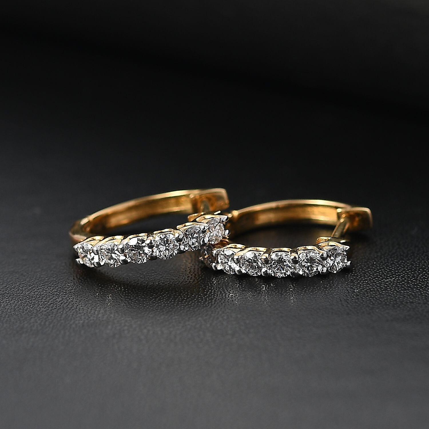 Luxuriant Lab Grown Diamond (SI-GH) Hoop Earring in 18K Vermeil Yellow Gold Plated Sterling Silver 0.50 Ct.