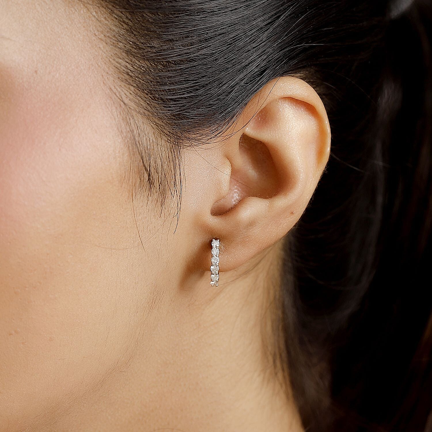 Luxuriant Lab Grown Diamond (SI-GH) Hoop Earring in 18K Vermeil Yellow Gold Plated Sterling Silver 0.50 Ct.