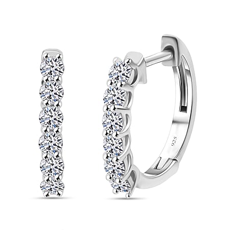 D'Joy 0.5 Ct. Lab Grown Diamond Hoop Earring in Rhodium Overlay Sterling Silver (I1-G/H)