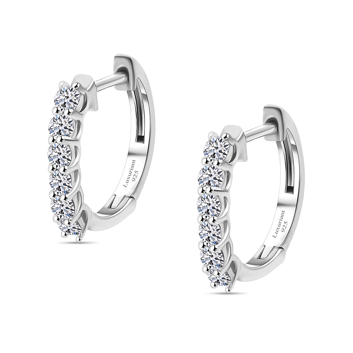 D'Joy Diamond Lab Grown Diamond (I1-GH) Hoop Earring in Rhodium Overlay Sterling Silver 0.50 Ct.