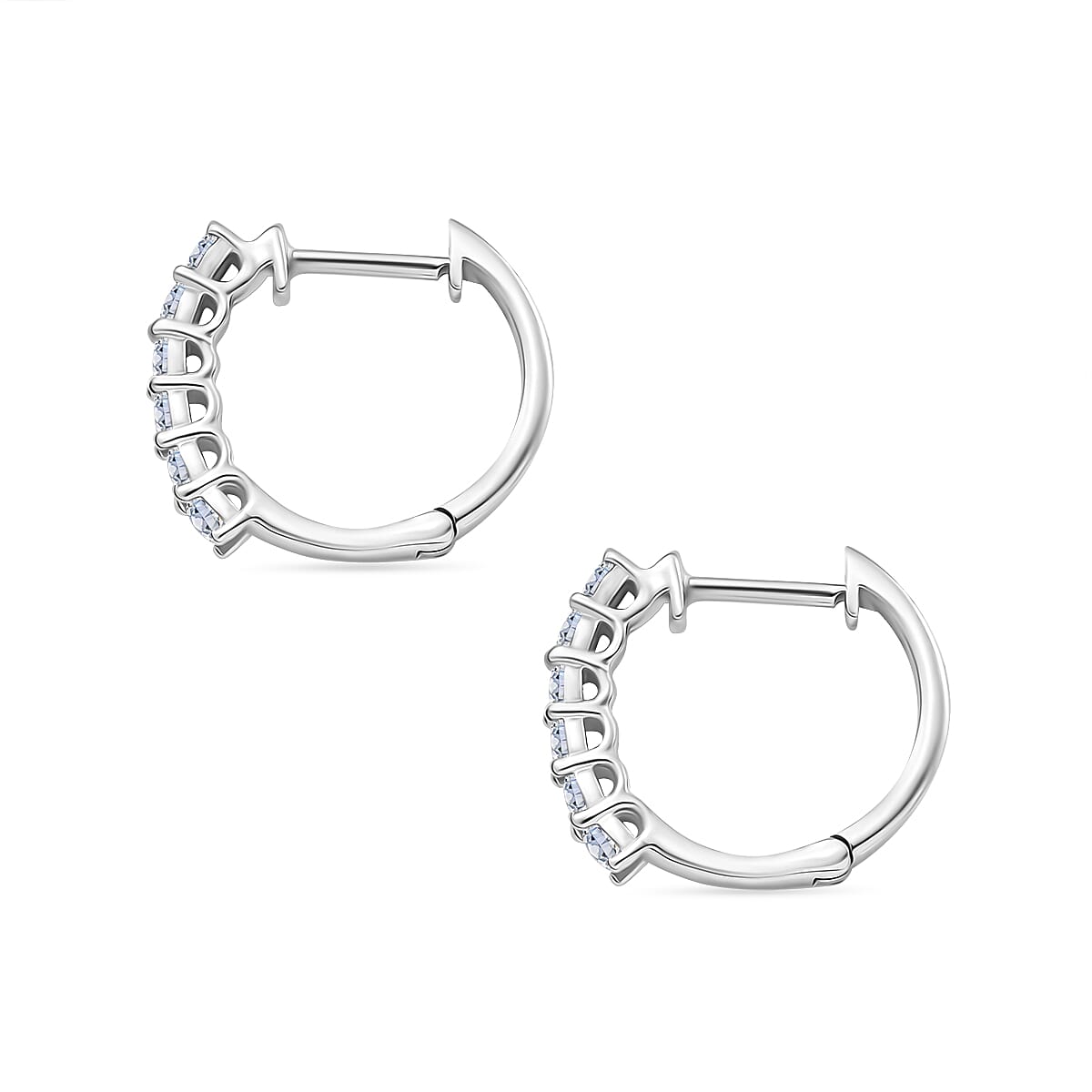 D'Joy Diamond Lab Grown Diamond (I1-GH) Hoop Earring in Rhodium Overlay Sterling Silver 0.50 Ct.