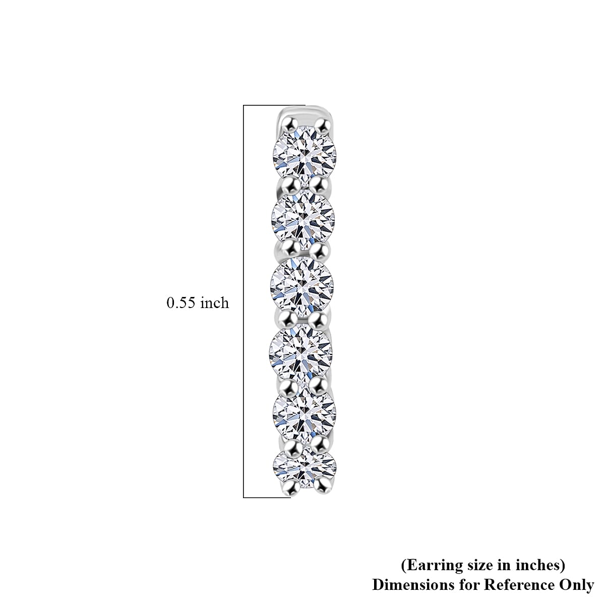 D'Joy Diamond Lab Grown Diamond (I1-GH) Hoop Earring in Rhodium Overlay Sterling Silver 0.50 Ct.