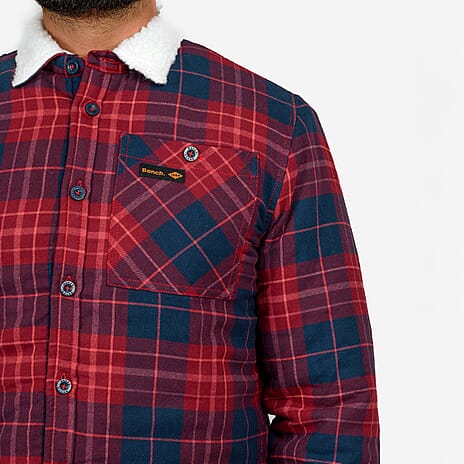 Bench 100% Cotton Mens Padded Check Shacket (Size L) - Multi