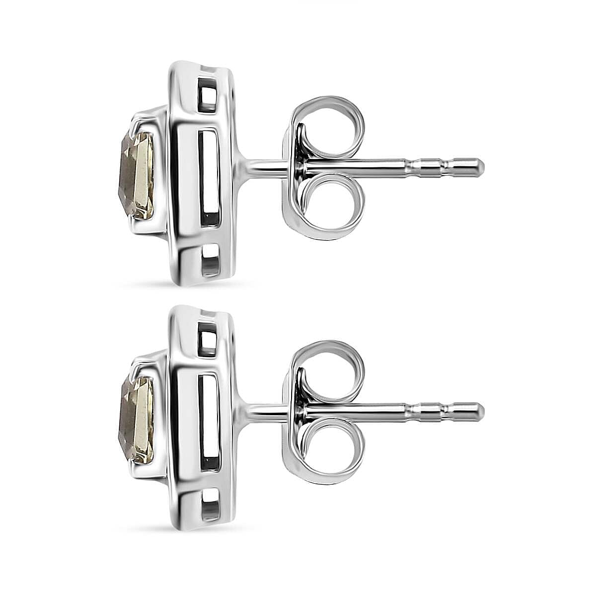 AAA Asscher Cut Turkizite & Natural White Diamond Earrings With Push Back in Rhodium Overlay Sterling Silver 1.89 Ct.