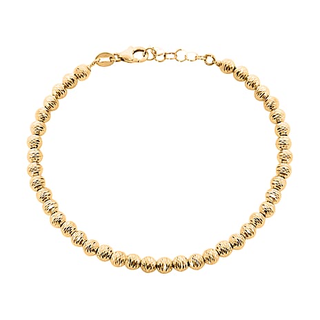 Ottoman Treasures - 14K Yellow Gold Diamond Cut Ball Beads Bracelet (Size - 7 with 1 Ext.) with Lobster Clasp Gold wt 4.00 Gms