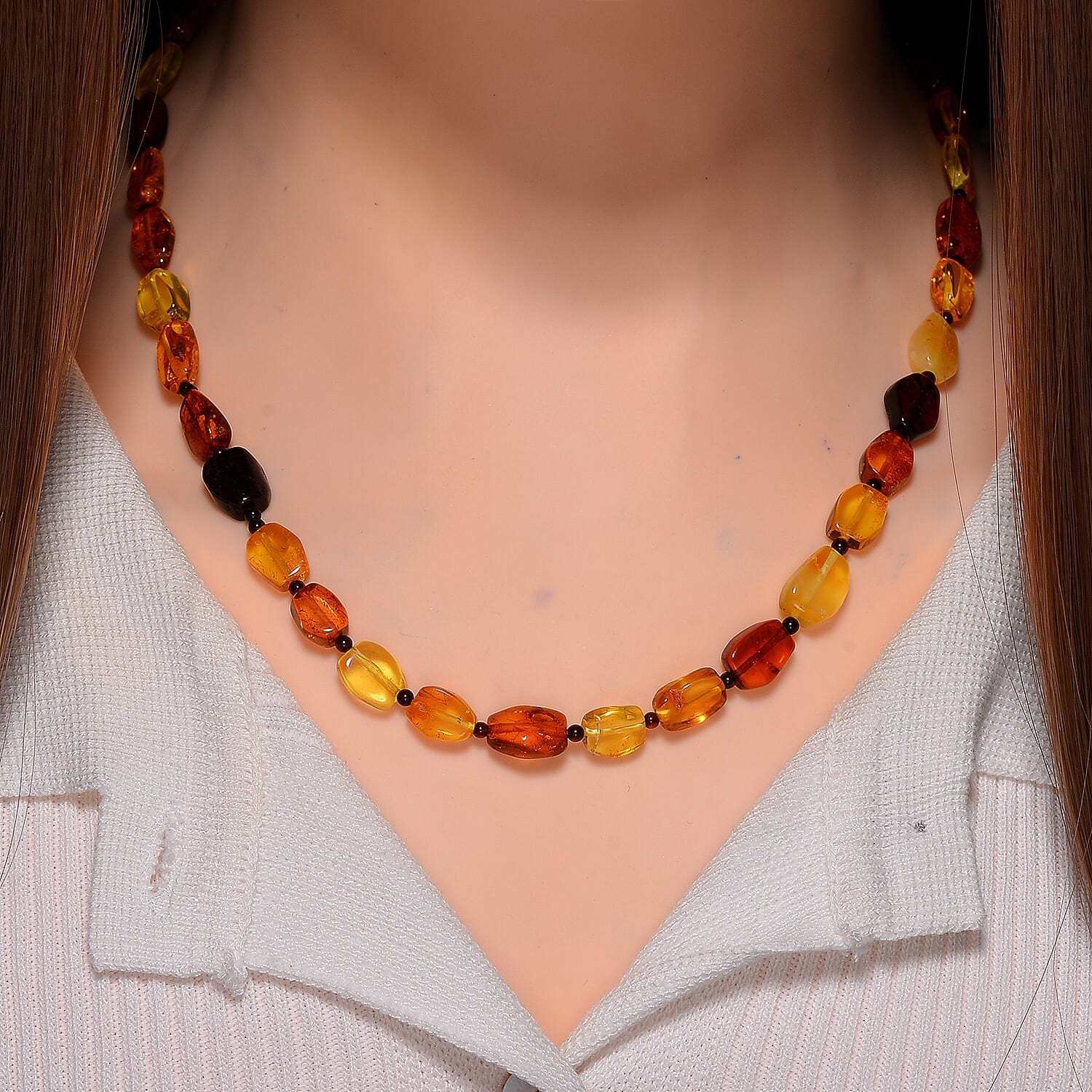 Natural Baltic Amber Necklace With Magnetic Clasp (Size - 20) Sterling Silver