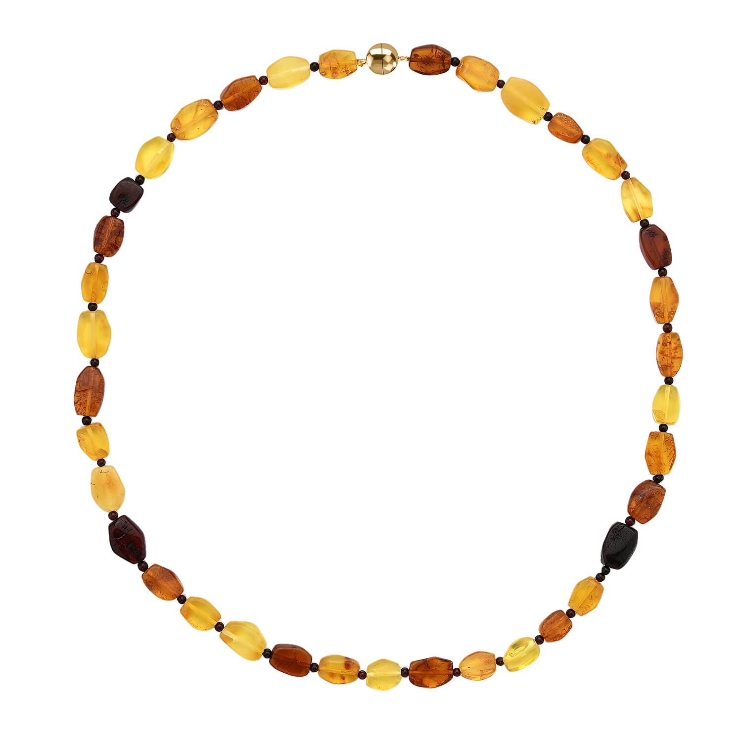 Natural Baltic Amber Necklace With Magnetic Clasp (Size - 20) Sterling Silver