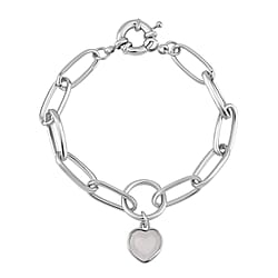 Created White Cats Eye Heart Free Bracelet (Size 7.5) with Senorita Clasp