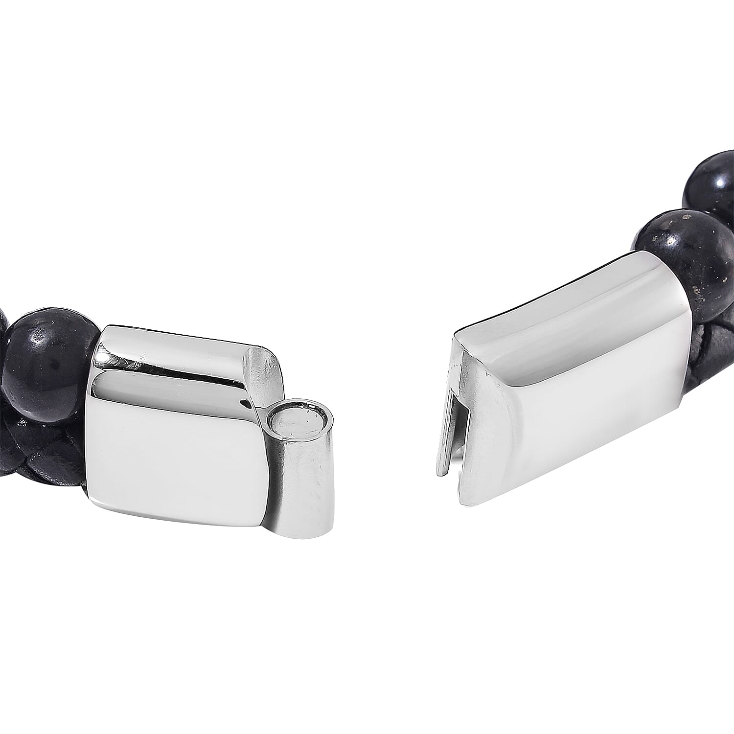 Shungite Beads Bracelet (Size - 8) in Silver Tone  90.00 Ct.