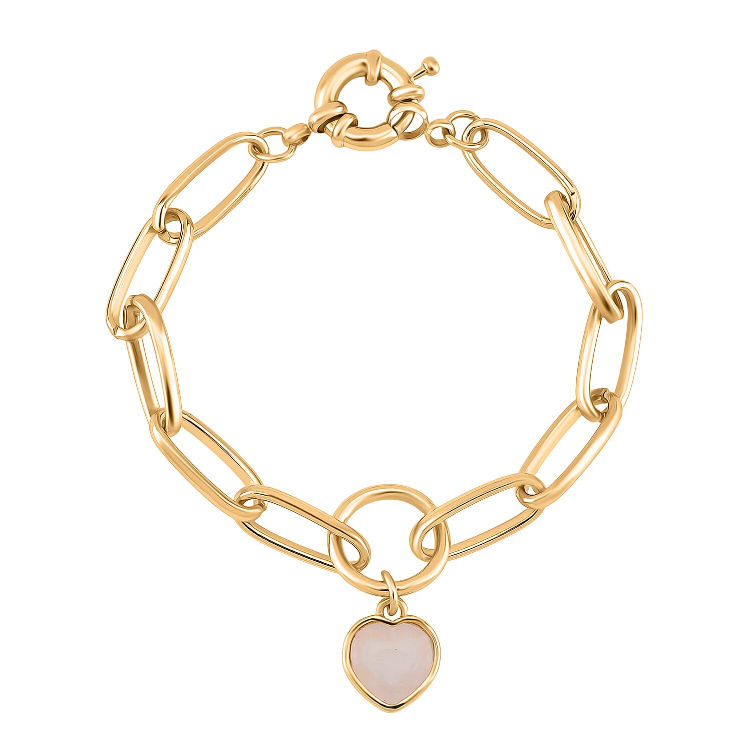 Created White Cats Eye Heart Free Bracelet (Size 7.5) with Senorita Clasp