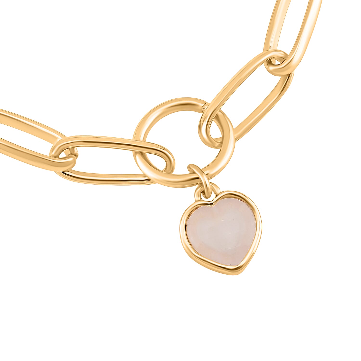 Created White Cats Eye Heart Free Bracelet (Size 7.5) with Senorita Clasp