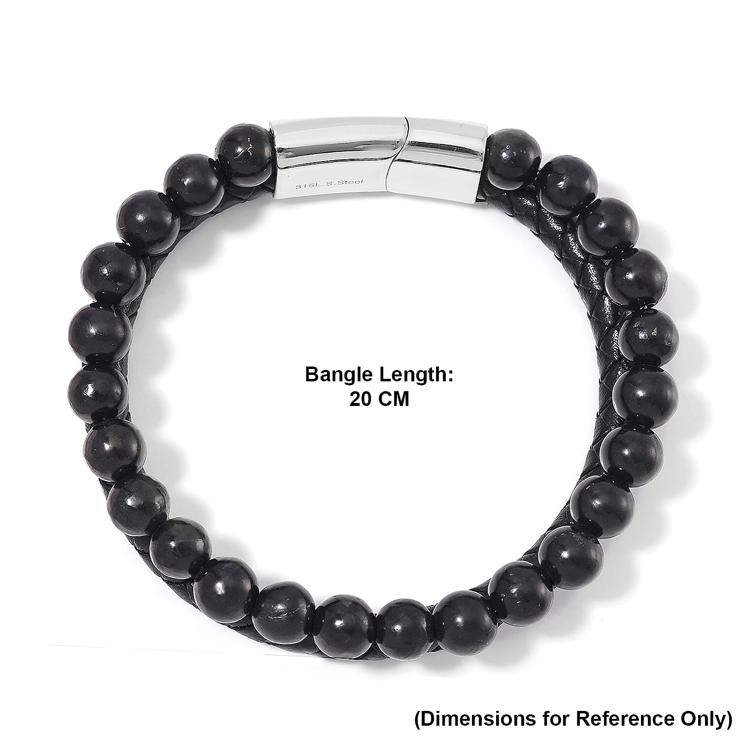 Shungite Beads Bracelet (Size - 8.5) in Silver Tone 100.00 Ct.