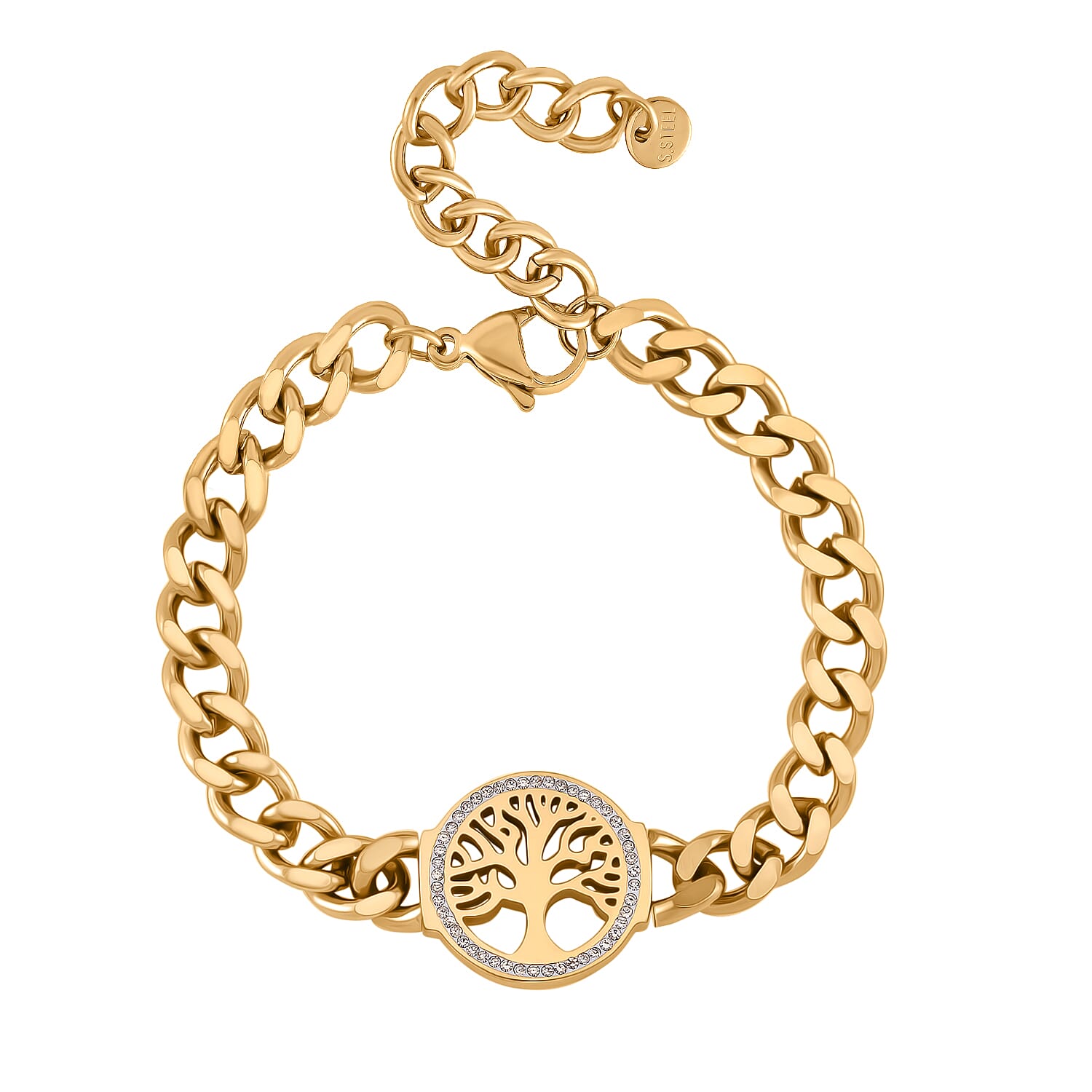 White Swarovski Crystal Bracelet (Size - 7.25) Pure White Stainless Steel