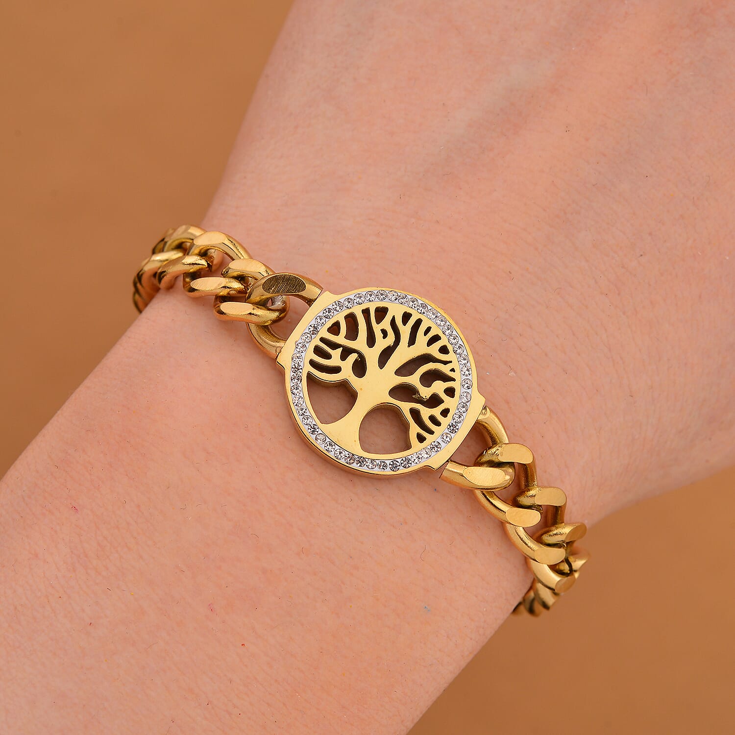 White Swarovski Crystal Bracelet (Size - 7.25) Pure White Stainless Steel