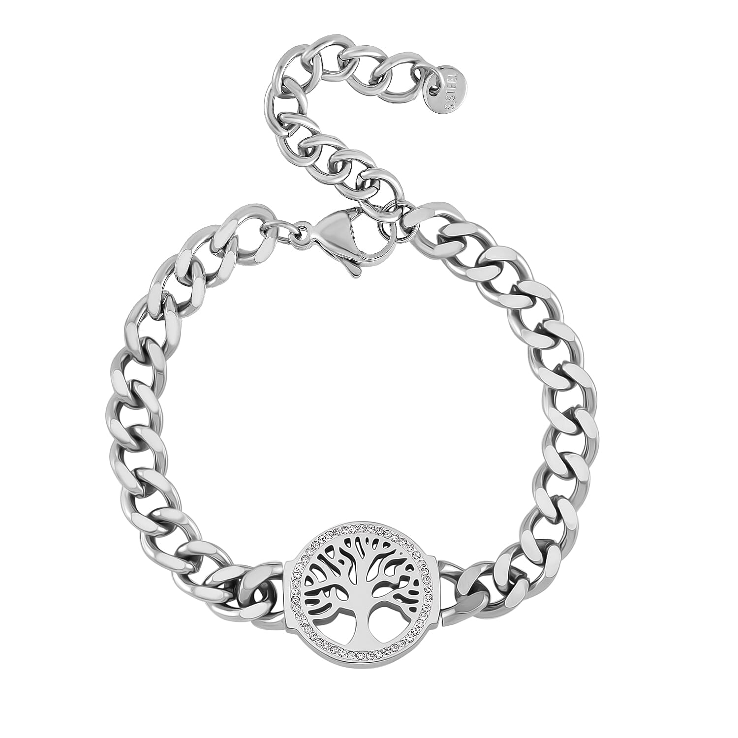 White Austrian Crystal Bracelet (Size - 7.25-2 Ext) With Enamel in White Tone