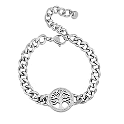 White Swarovski Crystal Bracelet (Size - 7.25) Pure White Stainless Steel