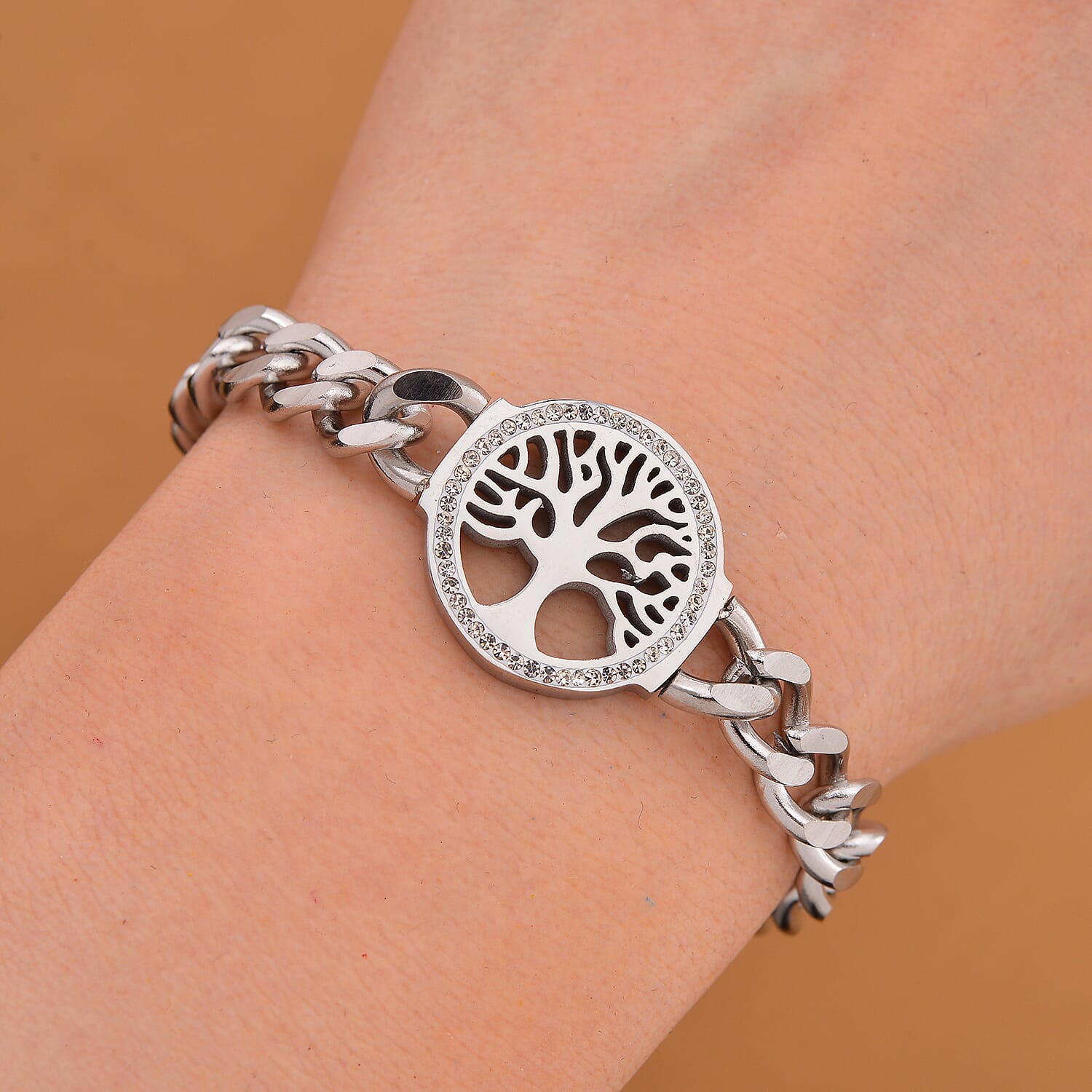 White Austrian Crystal Bracelet (Size - 7.25-2 Ext) With Enamel in White Tone