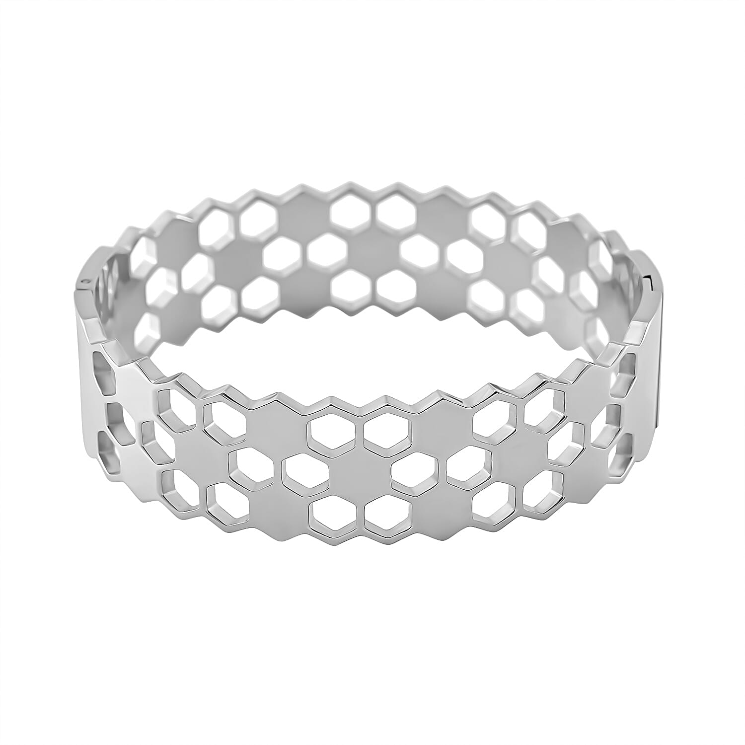 White Austrian Crystal Bangle (Size - 7.25) With Enamel in White Tone