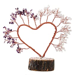 Decorative Handmade Rose Quartz - amethyst Heart Shape Gemstone Tree